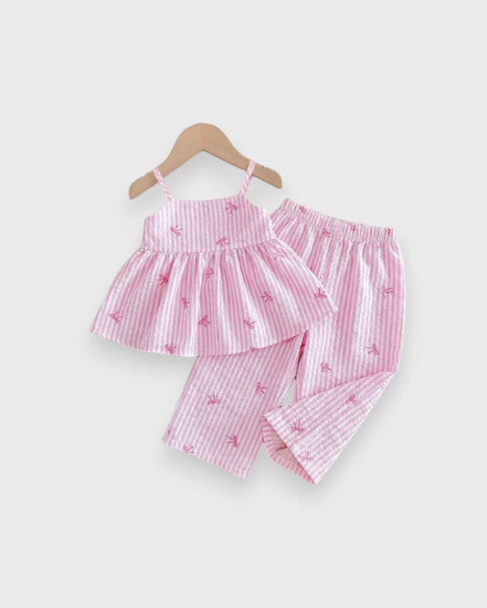 2 Pc Girl Peplum Print Cami with Pants