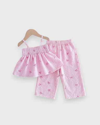 2 Pc Girl Peplum Print Cami with Pants