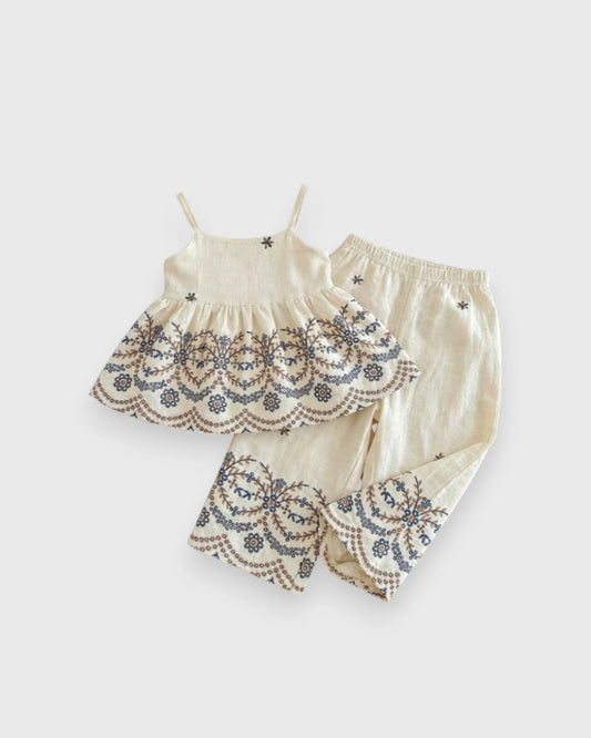 2 Pc Girl Peplum Print Cami with Pants