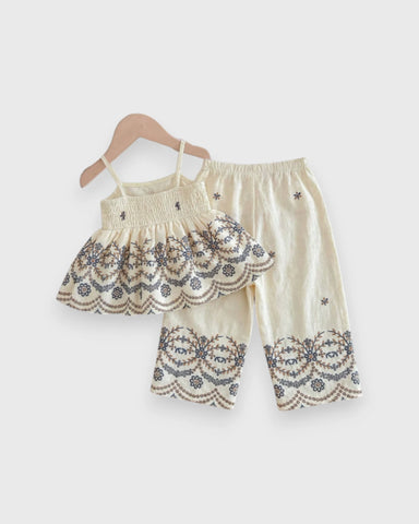 2 Pc Girl Peplum Print Cami with Pants