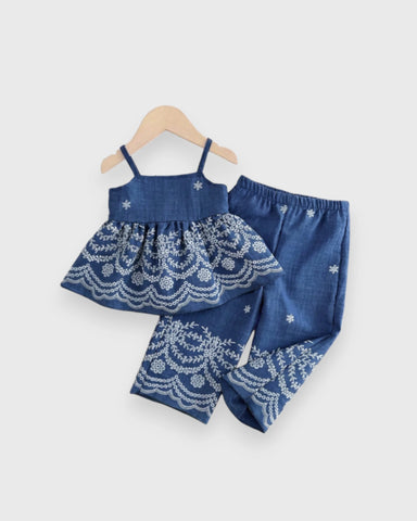 2 Pc Girl Peplum Print Cami with Pants