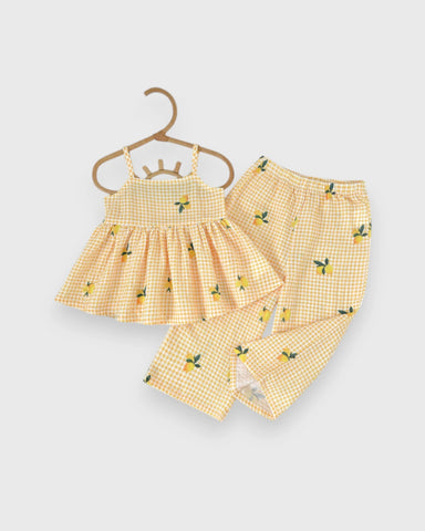 2 Pc Girl Peplum Print Cami with Pants