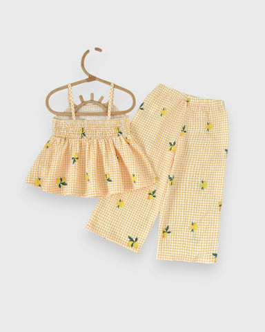 2 Pc Girl Peplum Print Cami with Pants