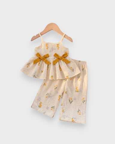 2 Pc Girl Peplum Print Cami with Pants