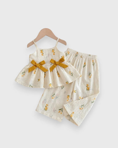 2 Pc Girl Peplum Print Cami with Pants