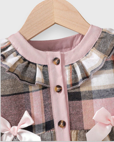 Baby Girl Plaid Jacket Style Dress w/ Beret