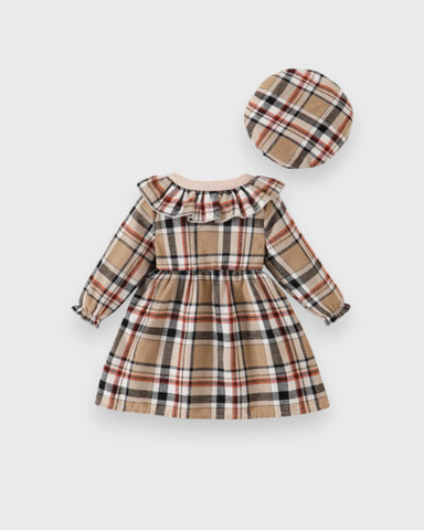 Baby Girl Plaid Jacket Style Dress w/ Beret