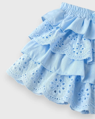Baby Girl Eyelet Ruffle Lace Shorts