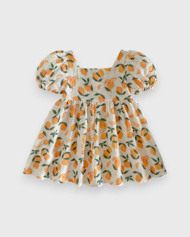 Baby Girl Puff Sleeve Cotton Print Dress