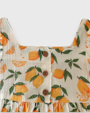 Baby Girl Puff Sleeve Cotton Print Dress