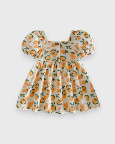Baby Girl Puff Sleeve Cotton Print Dress
