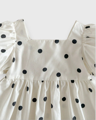 Baby Girl Puff Sleeve Cotton Print Dress