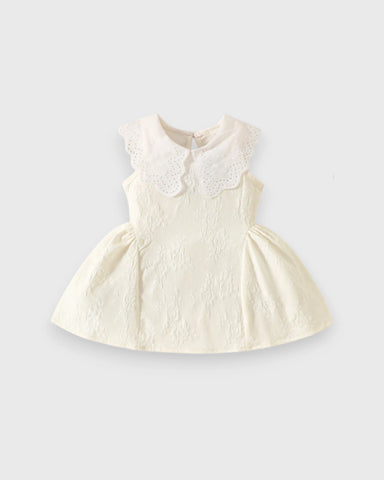 Baby Girl Lace Collar Sleeveless Textured Dress