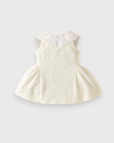 Baby Girl Lace Collar Sleeveless Textured Dress