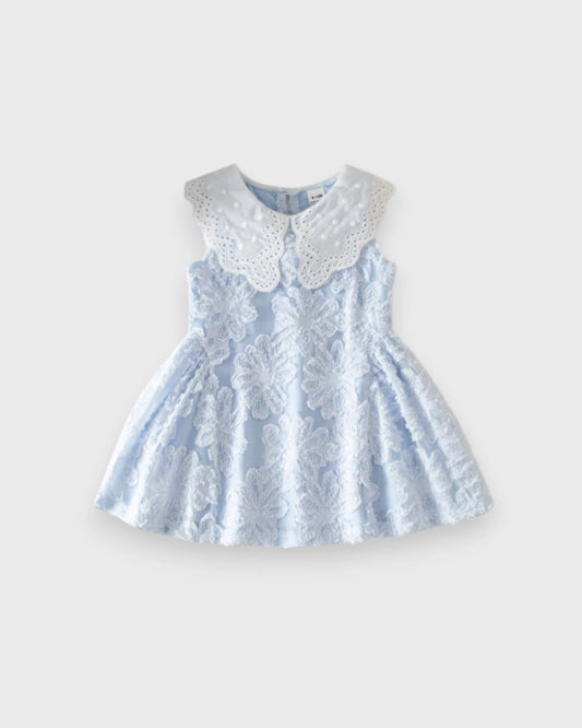 Baby Girl Lace Collar Sleeveless Textured Dress