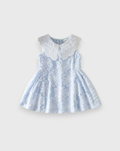 Baby Girl Lace Collar Sleeveless Textured Dress