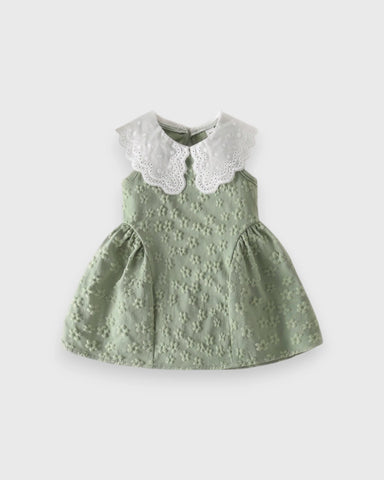 Baby Girl Lace Collar Sleeveless Textured Dress