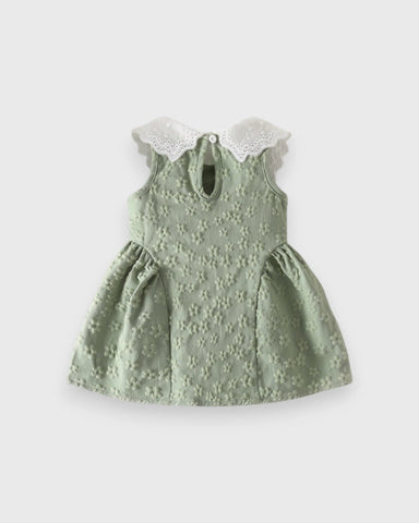 Baby Girl Lace Collar Sleeveless Textured Dress