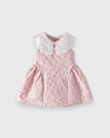 Baby Girl Lace Collar Sleeveless Textured Dress