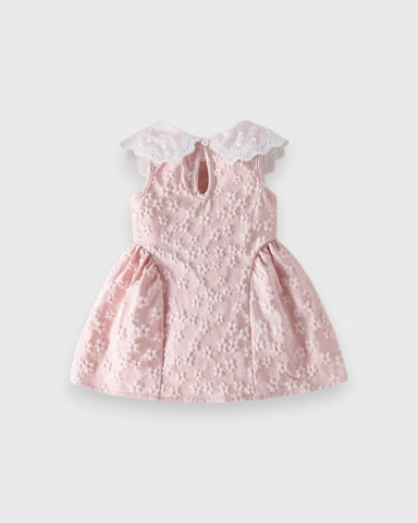 Baby Girl Lace Collar Sleeveless Textured Dress