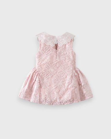 Baby Girl Lace Collar Sleeveless Textured Dress