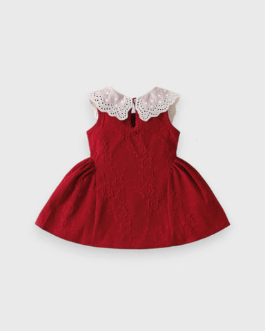 Baby Girl Lace Collar Sleeveless Textured Dress