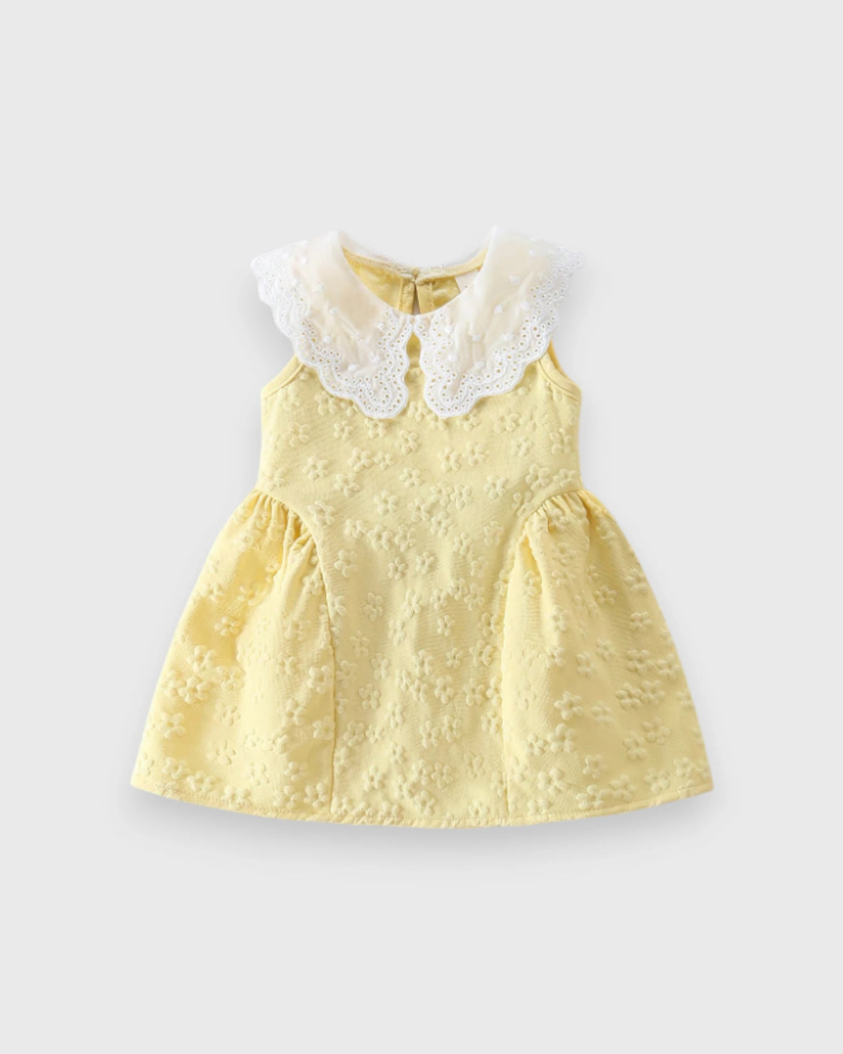 Baby Girl Lace Collar Sleeveless Textured Dress