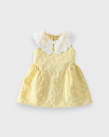 Baby Girl Lace Collar Sleeveless Textured Dress