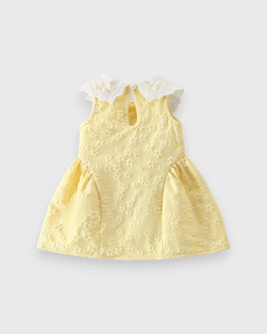 Baby Girl Lace Collar Sleeveless Textured Dress