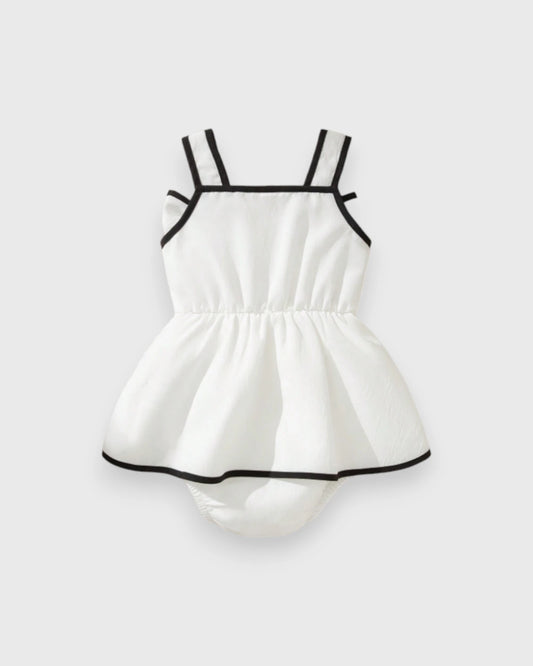 Baby Girl Contrast Binding Bow Bodysuit Dress