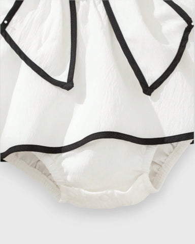 Baby Girl Contrast Binding Bow Bodysuit Dress