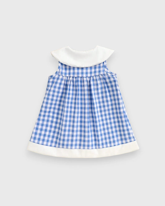 Baby Girl Animal Patch Gingham Collar Dress