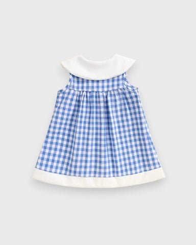 Baby Girl Animal Patch Gingham Collar Dress