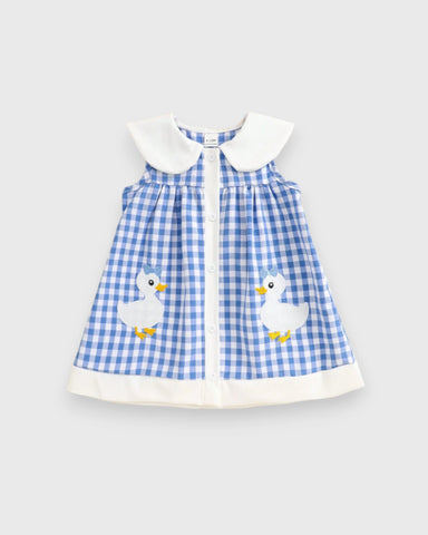 Baby Girl Animal Patch Gingham Collar Dress