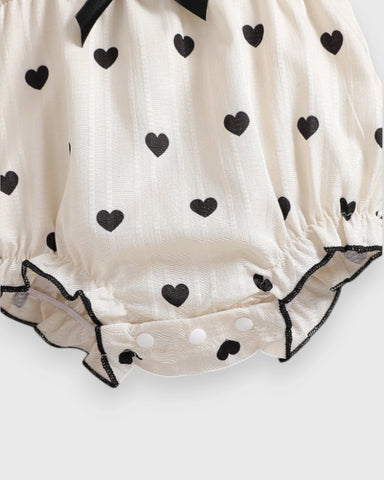2 Piece Heart Print Bodysuit w/Headband