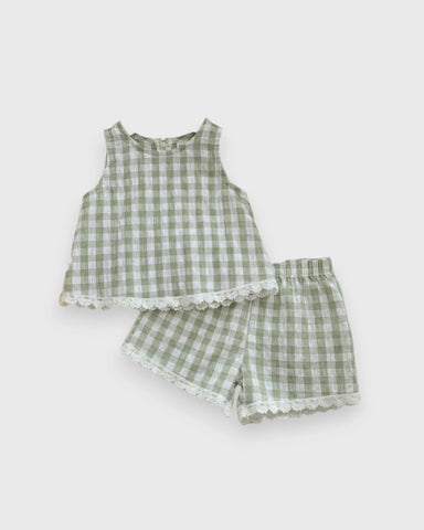 2 Pc Baby Girl Gingham Tank & Shorts Set