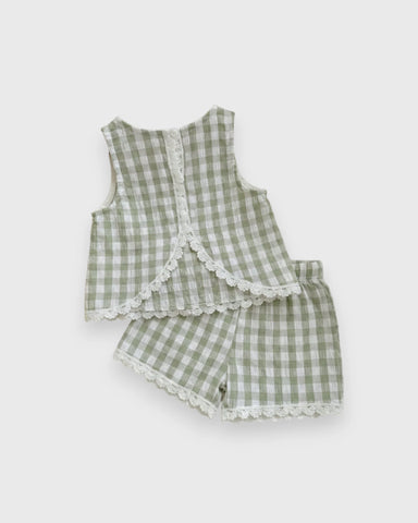 2 Pc Baby Girl Gingham Tank & Shorts Set
