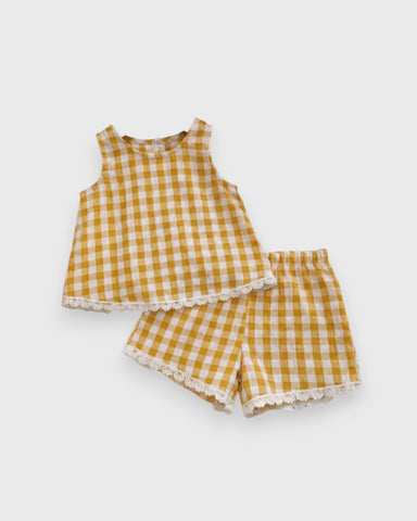 2 Pc Baby Girl Gingham Tank & Shorts Set