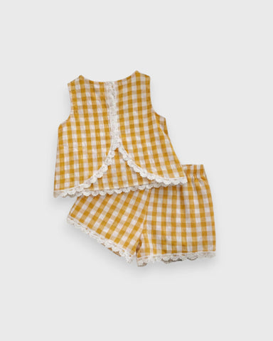 2 Pc Baby Girl Gingham Tank & Shorts Set