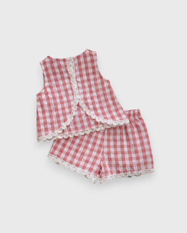 2 Pc Baby Girl Gingham Tank & Shorts Set
