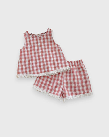 2 Pc Baby Girl Gingham Tank & Shorts Set