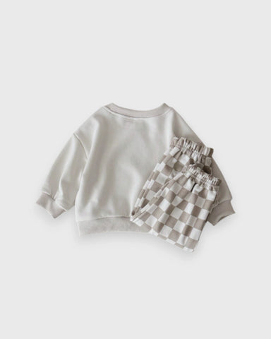 2 Pc Baby Boy Checker Pants Sweat Suit