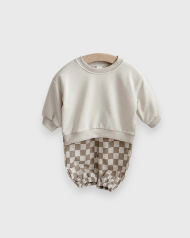 2 Pc Baby Boy Checker Pants Sweat Suit