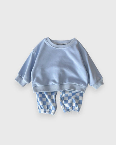 2 Pc Baby Boy Checker Pants Sweat Suit