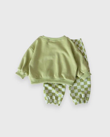 2 Pc Baby Boy Checker Pants Sweat Suit
