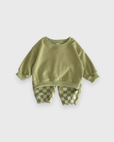 2 Pc Baby Boy Checker Pants Sweat Suit
