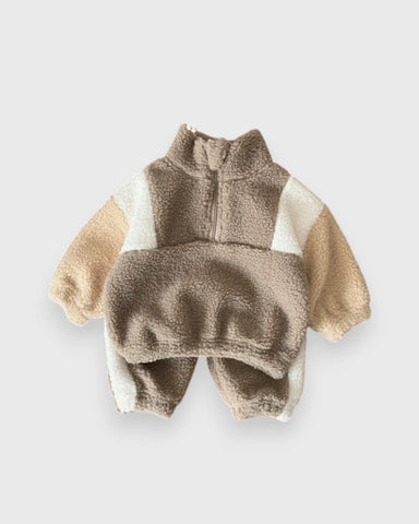 2 Pc Baby Boy Colorblock Quarter Zip Fleece Set
