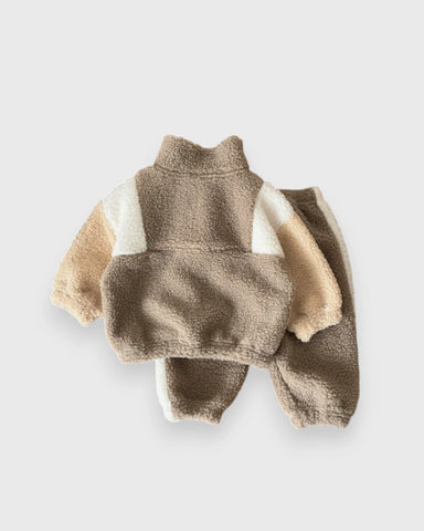 2 Pc Baby Boy Colorblock Quarter Zip Fleece Set