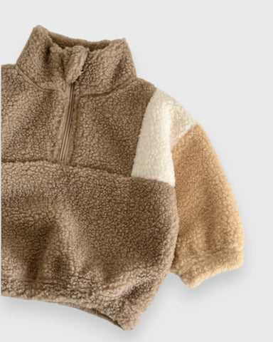 2 Pc Baby Boy Colorblock Quarter Zip Fleece Set