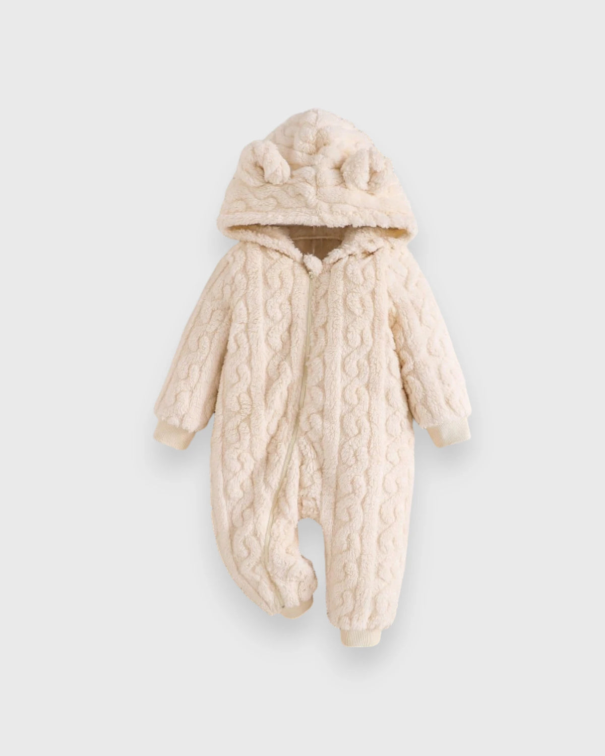 Baby Bear Cable Texture Fleece Jumpsuit